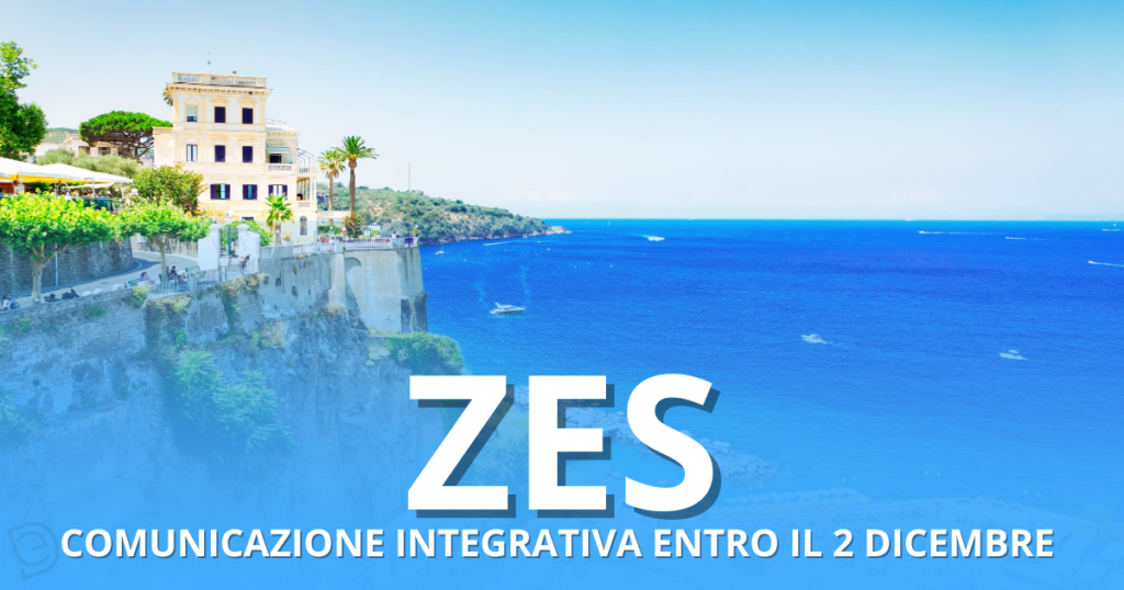 ZES: COMUNICAZIONE INTEGRATIVA ENTRO IL 2 DICEMBRE